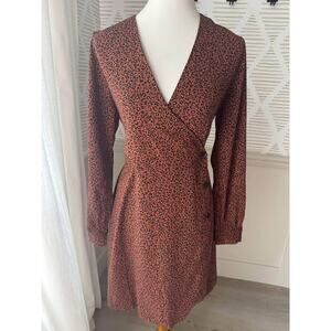 Rachel Canada Women’s Large Faux Wrap “Animal Print” Dress
